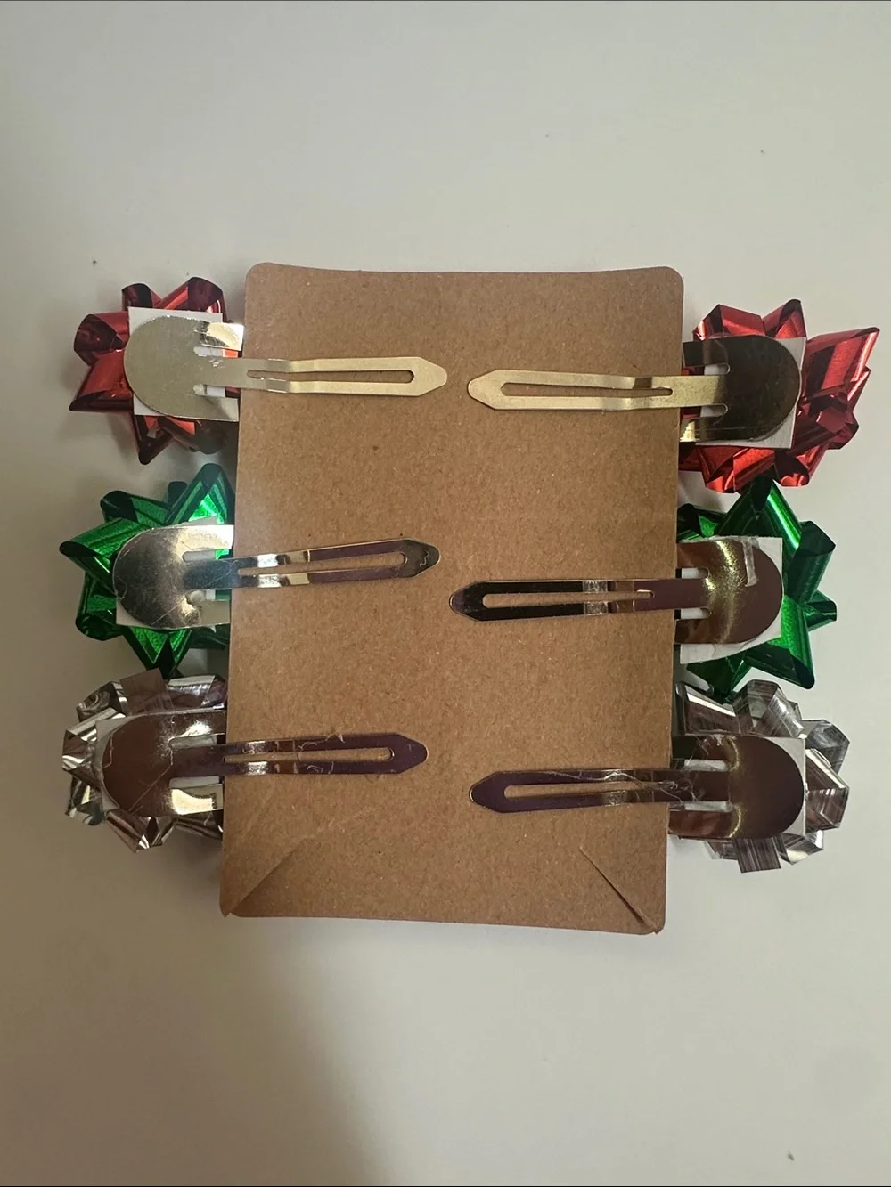 Holiday Bow Hair Clips for Kids - Red, Green, Silver